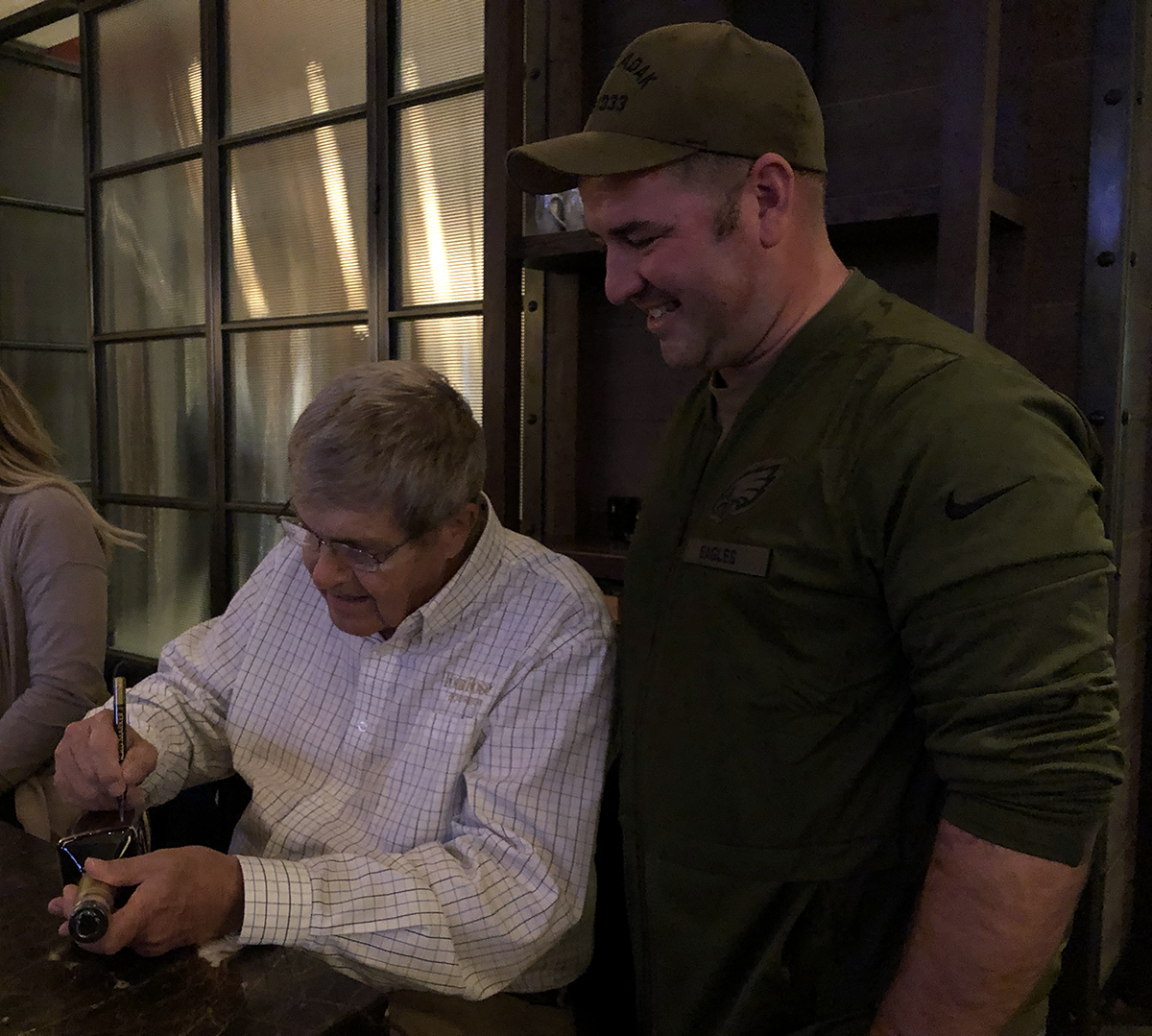 Al Young of Four Roses signs a bottle of his 50th Anniversary Bourbon for Ryan McLaughlin October 24, 2018. Photo ©2018, Mark Gillespie/CaskStrength Media.