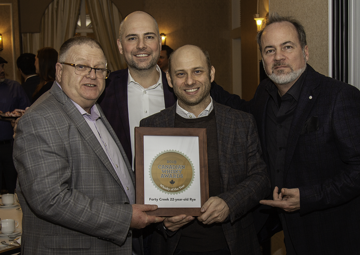 Members of the Forty Creek Whisky team celebrate after winning Canadian Whisky of the Year honors at the Victoria Whisky Festival January 17, 2019. Photo ©2019, Mark Gillespie/CaskStrength Media.