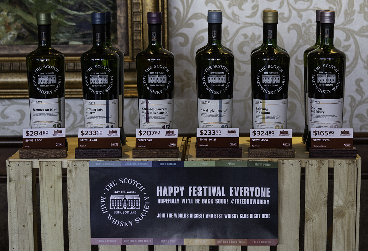The Scotch Malt Whisky Society's display at The Strath's pop-up store during the 2019 Victoria Whisky Festival. Photo ©2019, Mark Gillespie/CaskStrength Media.