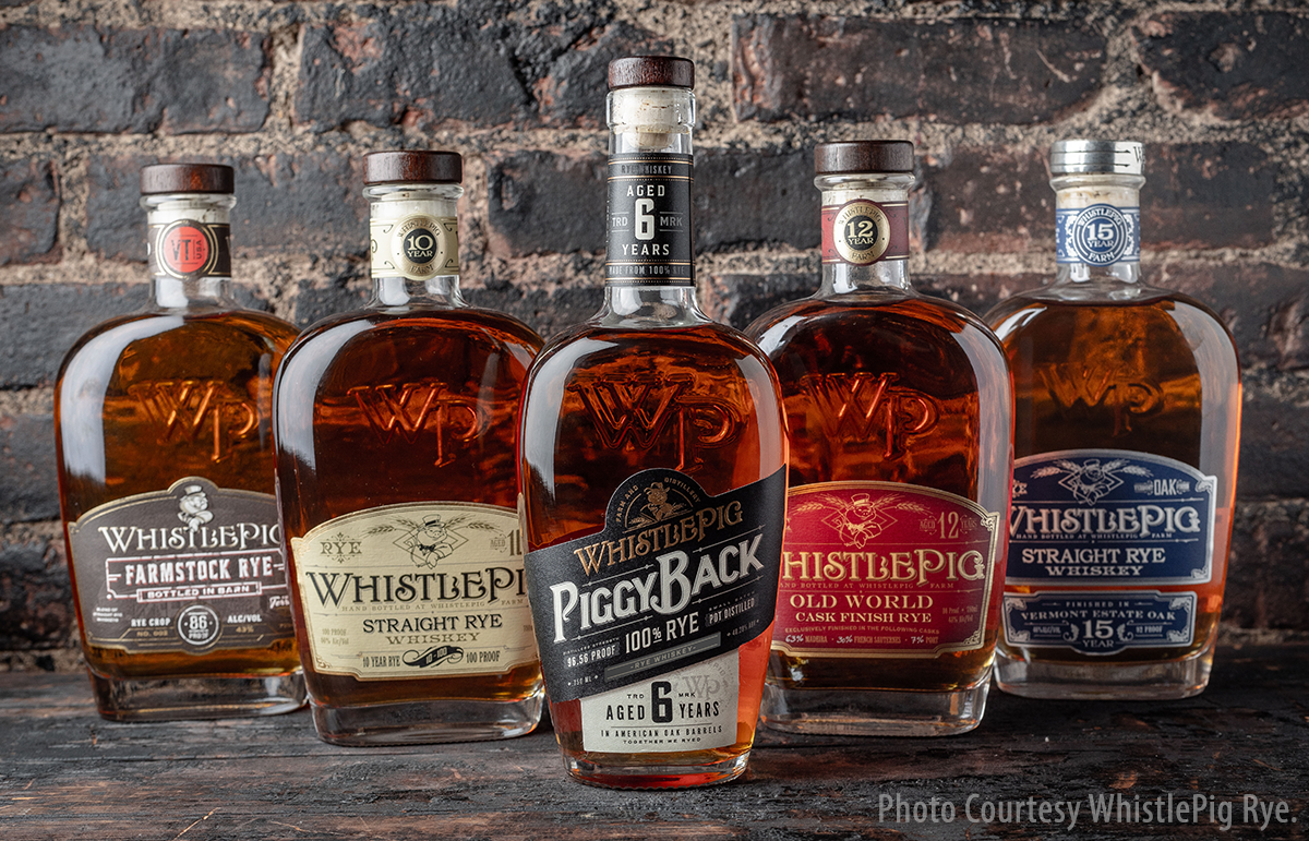 The WhistlePig Rye range of whiskies. Image courtesy WhistlePig Rye.