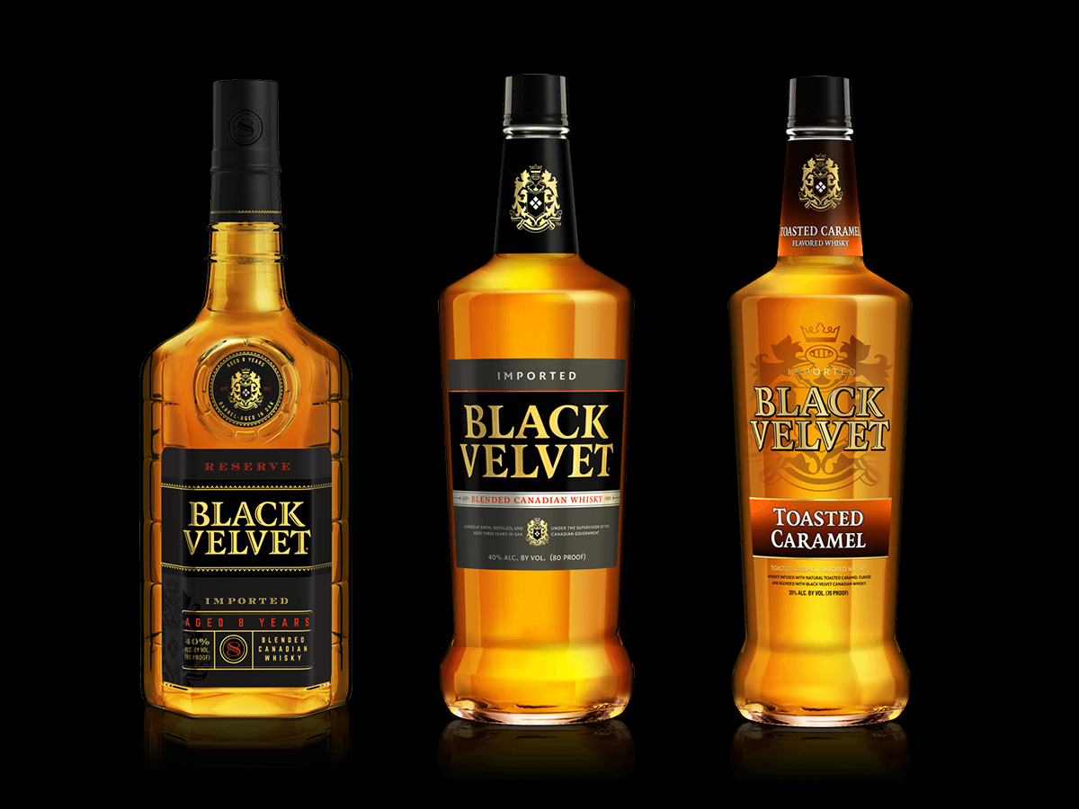 The current range of Black Velvet Canadian whiskies. Images courtesy Constellation Brands.
