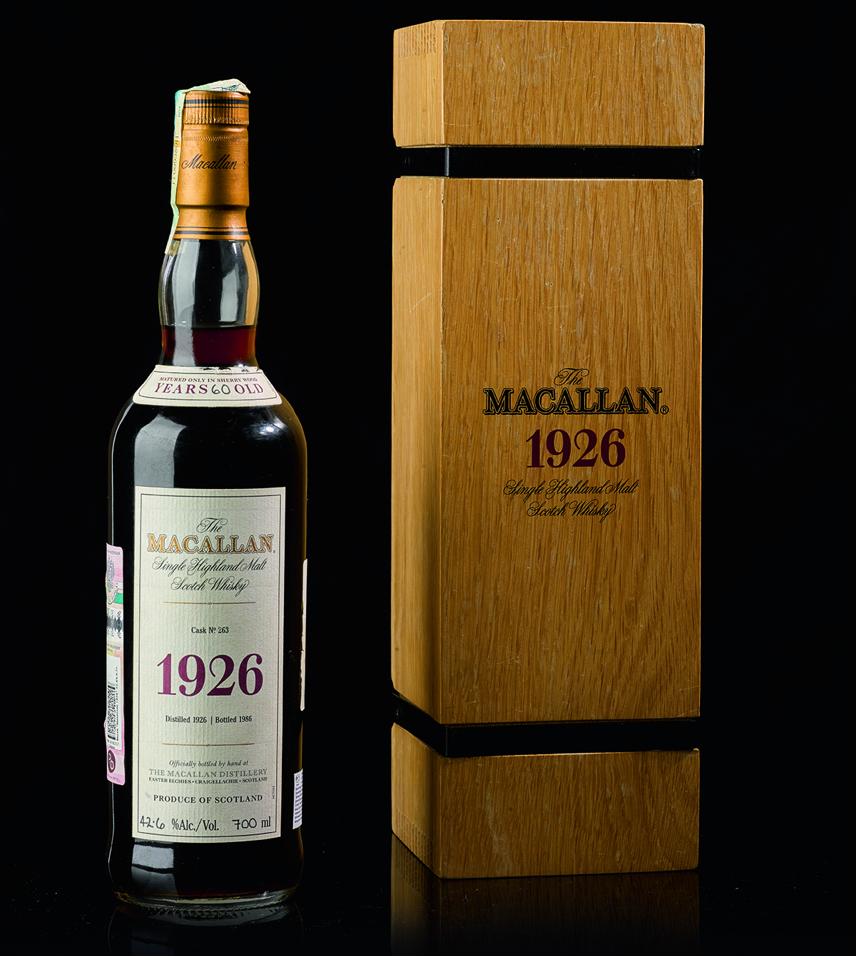 The record-setting Macallan Fine and Rare Series 1926 whisky. Image courtesy Sotheby's.