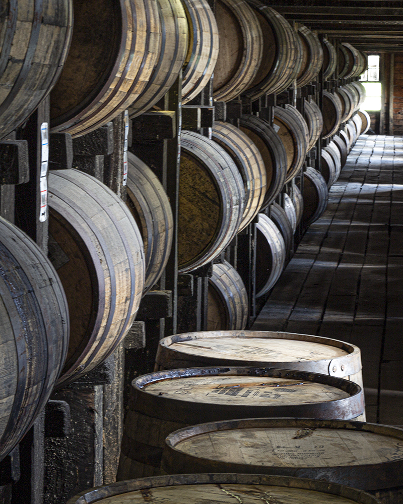 Barrels of Bourbon maturing in a Heaven Hill rickhouse in Bardstown, Kentucky. Photo ©2019, Mark Gillespie/CaskStrength Media.