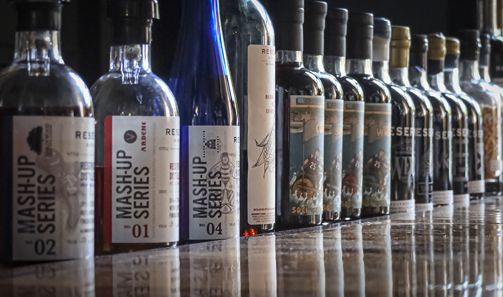 Bottles on the bar at Reservoir Spirits in Richmond, Virginia. Photo ©2019, Mark Gillespie/CaskStrength Media.