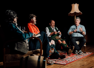 The DramFest 2020 panel (L-R): Dave Broom, Michael Fraser Milne, Charles Maclean, and Mark Gillespie. Photo courtesy Whisky Galore/DramFest.