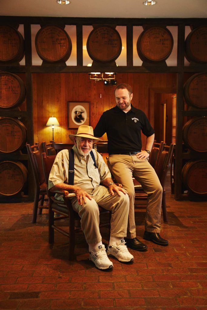 Jack Daniel's Master Distiller Chris Fletcher with his grandfather, retired Master Distiller Frank Bobo, who passed away in January.. Photo courtesy Jack Daniel's/Brown-Forman.