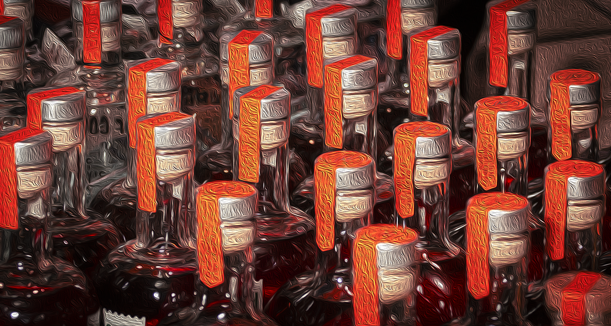 Stylized whiskey bottles at the Republic Restoratives Distillery in Washington, DC. Image ©2020, Mark Gillespie/CaskStrength Media.