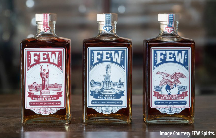 The FEW Spirits whiskies. Image courtesy FEW Spirits.