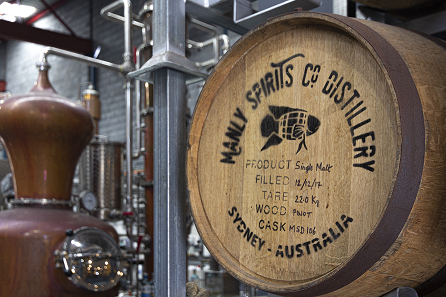 A cask of single malt whisky maturing at Manly Spirits Co. in Sydney, Australia. Photo ©2021, Mark Gillespie/CaskStrength Media.