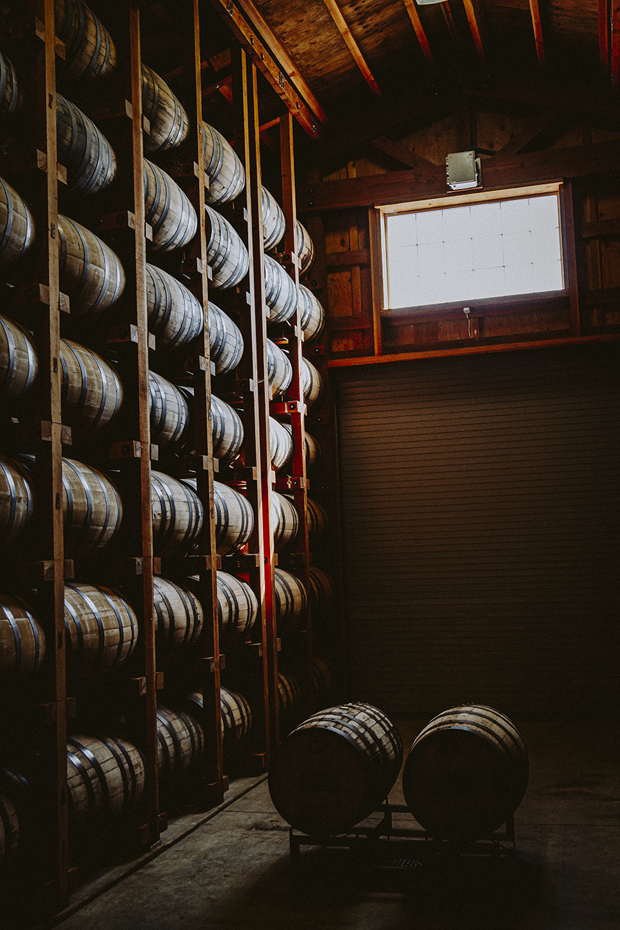 More rick houses should have windows like this one at Nevada's Frey Ranch. The sunlight makes the barrels look beautiful. Photo ©2021, Mark Gillespie/CaskStrength Media.