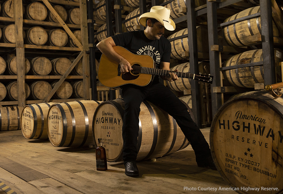 Brad Paisley plays in a rickhouse at Bardstown Bourbon Company in Kentucky. Image courtesy American Highway Reserve Bourbon.