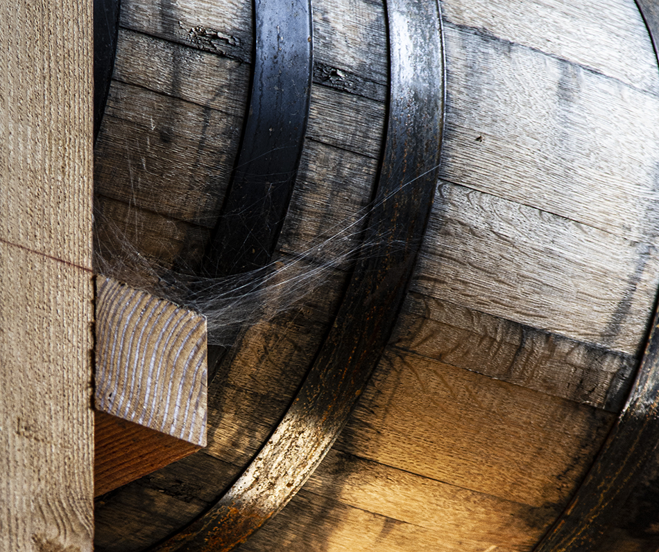 I'm not sure whether spider webs on a barrel are a sign of good luck, but they do make for interesting photos. Photo ©2022, Mark Gillespie/CaskStrength Media.