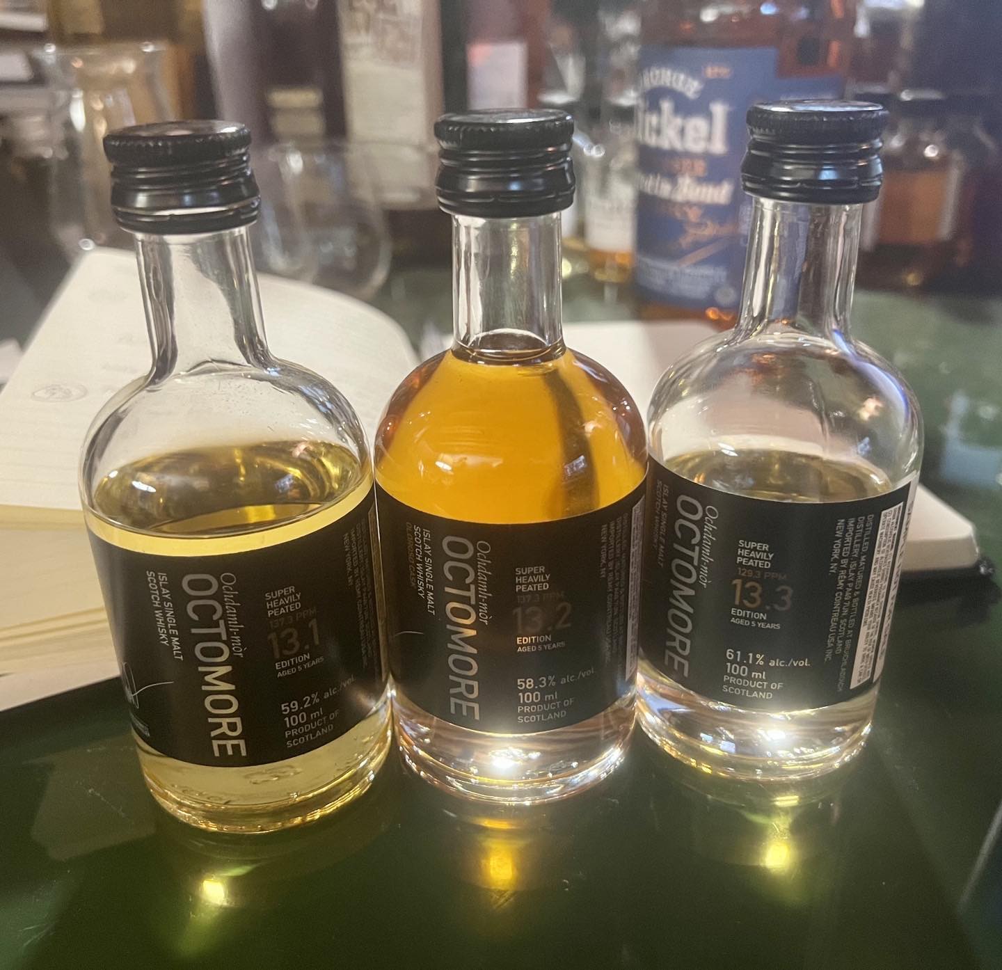 Tasting through this year’s #Octomore releases from ⁦‪@Bruichladdich‬⁩ this afternoon…