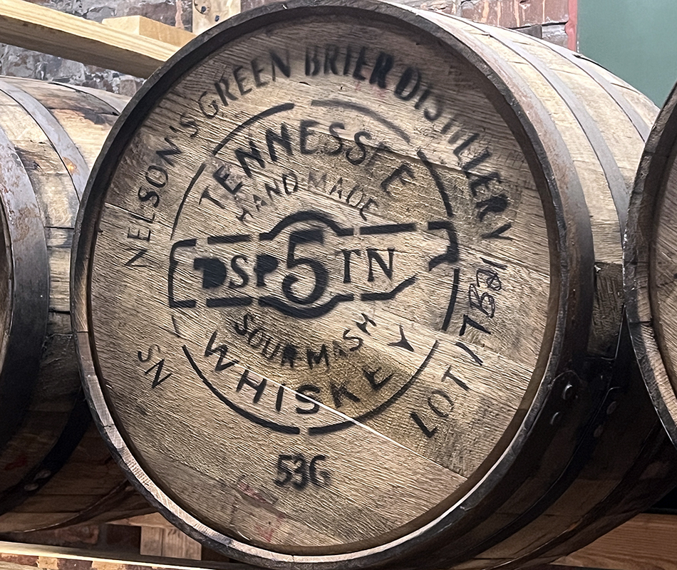A maturing barrel of Nelson's Green Brier Tennessee Whiskey. Photo ©2023, Mark Gillespie/CaskStrength Media.