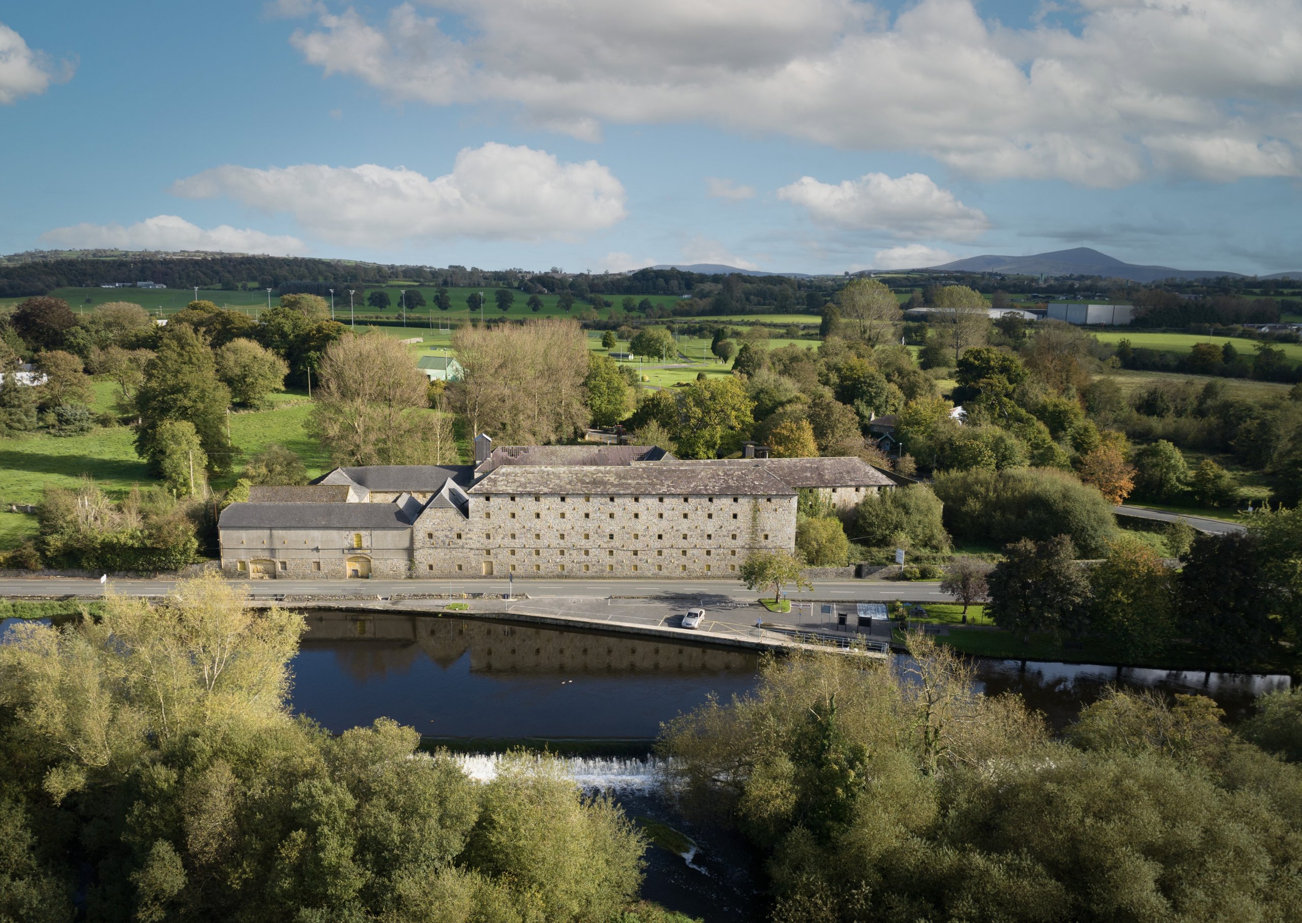 An aerial view of the site for Walsh Whiskey's proposed distillery in County Carlow, Ireland. Image courtesy Amber Beverage Group.