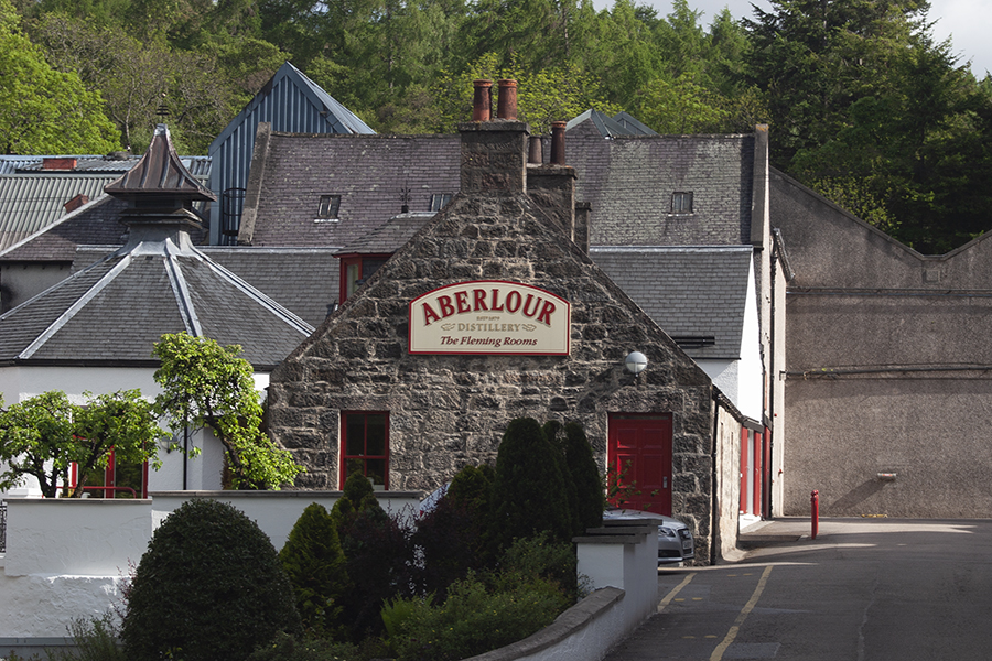 The exterior of Chivas Brothers' Aberlour Distillery in Aberlour, Scotland. File photo ©2023, Mark Gillespie/CaskStrength Media.