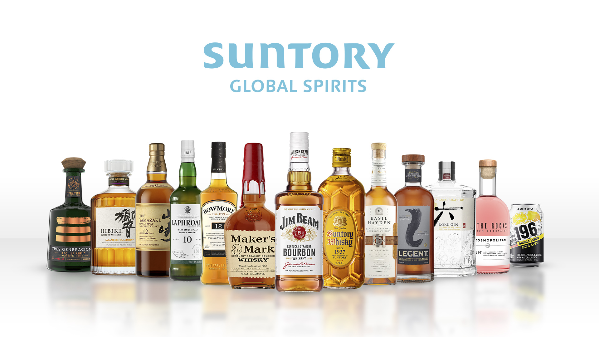 The Suntory Global Spirits portfolio with the company's new logo. Image courtesy Suntory Global Spirits.