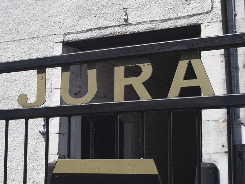 The gate at Jura Distillery on Scotland's Isle of Jura. File photo ©2024, Mark Gillespie/CaskStrength Media.