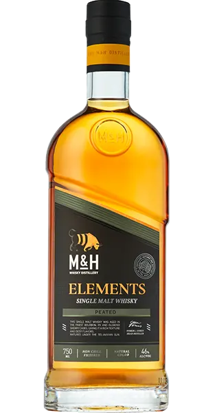 M&H Elements Peated Israeli single malt. Image courtesy M&H Distillery.