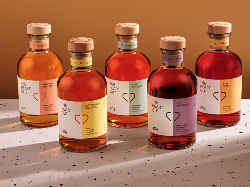 The Heart Cut range of whiskies. Image courtesy The Heart Cut.