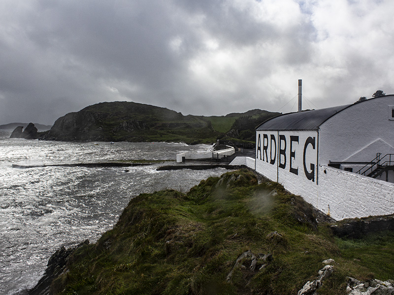 A storm lashes Ardbeg Distillery on Scotland's Isle of Islay. File photo ©2024, Mark Gillespie/CaskStrength Media.