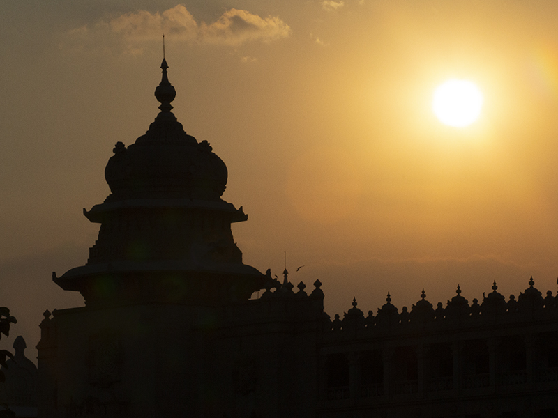 An Indian temple silhouetted in the morning sun. File photo ©2025, Mark Gillespie/CaskStrength Media.