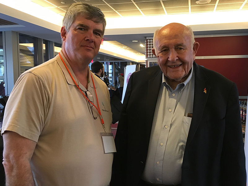 WhiskyCast's Mark Gillespie and Wild Turkey Master Distiller Jimmy Russell at the 2017 American Whiskey Convention. Photo ©2017, CaskStrength Media.