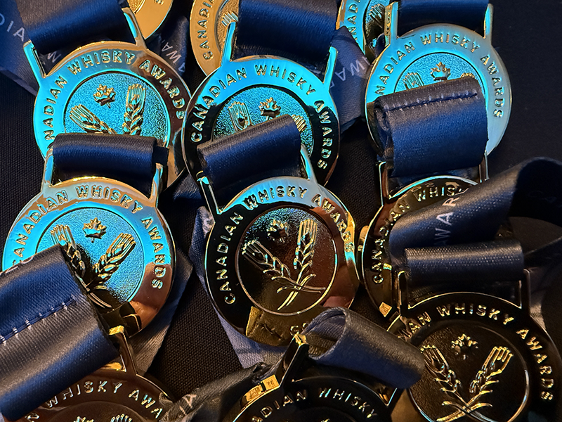 Canadian Whisky Awards medals. Photo ©2026, Mark Gillespie/CaskStrength Media.