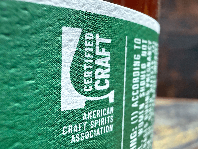 The ACSA's Certified Craft seal on a bottle of whisky. Image courtesy ACSA.
