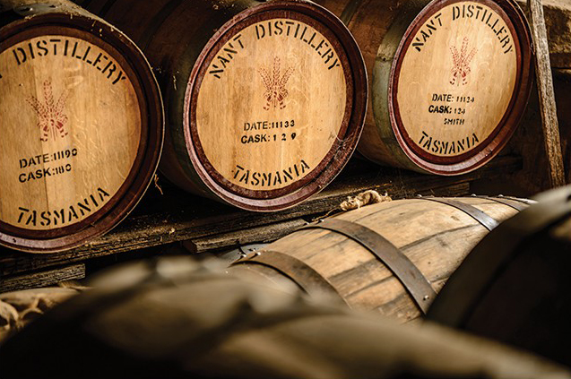 Barrels of whisky in the Nant Distillery's bond store. Image courtesy Nant Distillery.